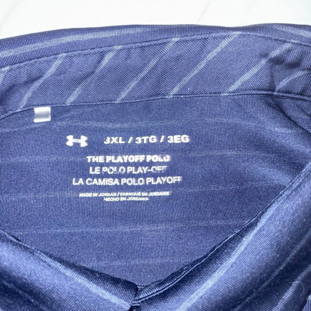 UNDER ARMOUR Playoff‎ Polo Mens 3XL Navy Striped Golf Performance Shirt 1327037 - Picture 4 of 9